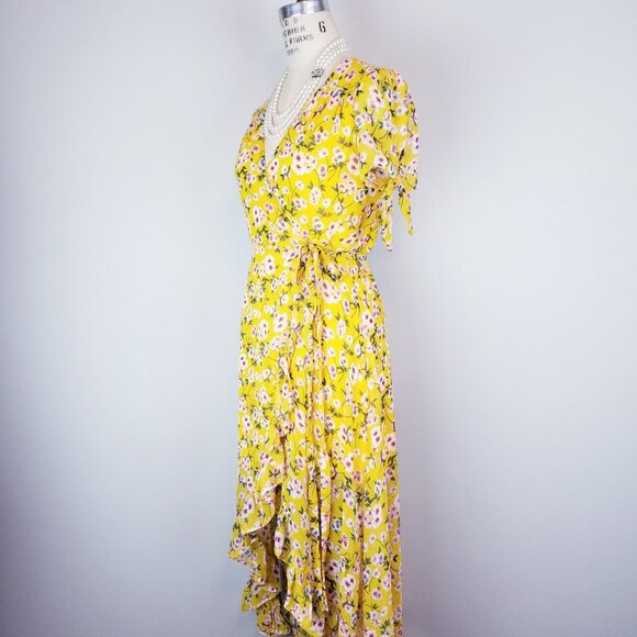 Pretty Summer Yellow High Low True Wrap Dress by Miami + Francesca's NEW w/Tags - Picture 3 of 13